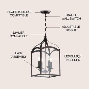 Ruth 11" Traditional Classic Lantern Metal/Glass LED Pendant